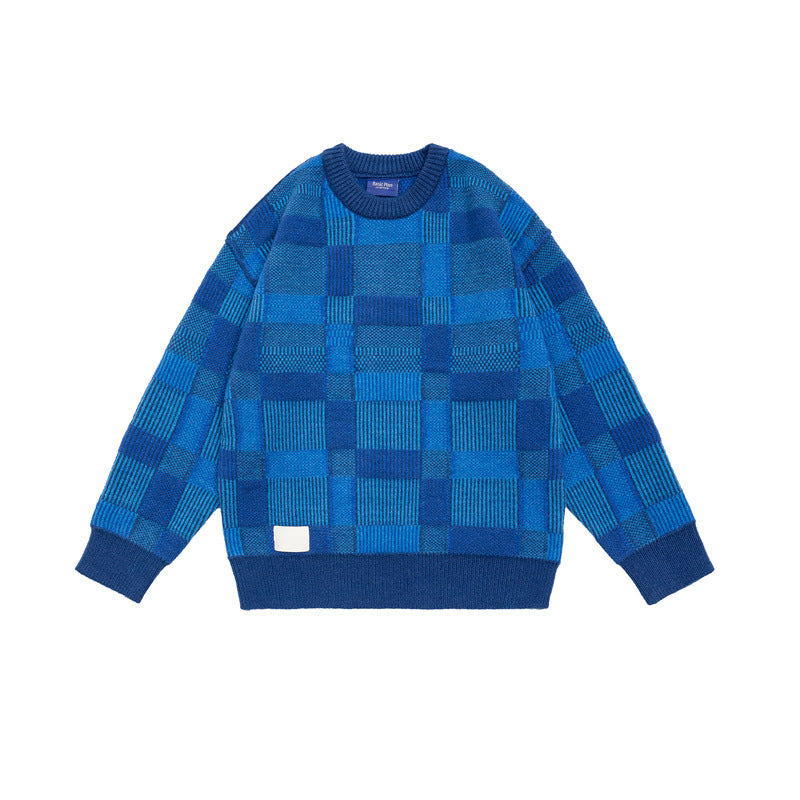Checkered knit sweater for men and women loose fit sweater eprolo