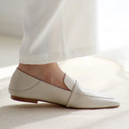 Full leather square toe deep mouth single shoe cowhide British retro simple flat shoes loafers soft heels two pairs of shoes eprolo