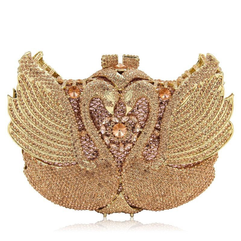 Swan studded diamond dinner bag, banquet dress, full diamond bag eprolo