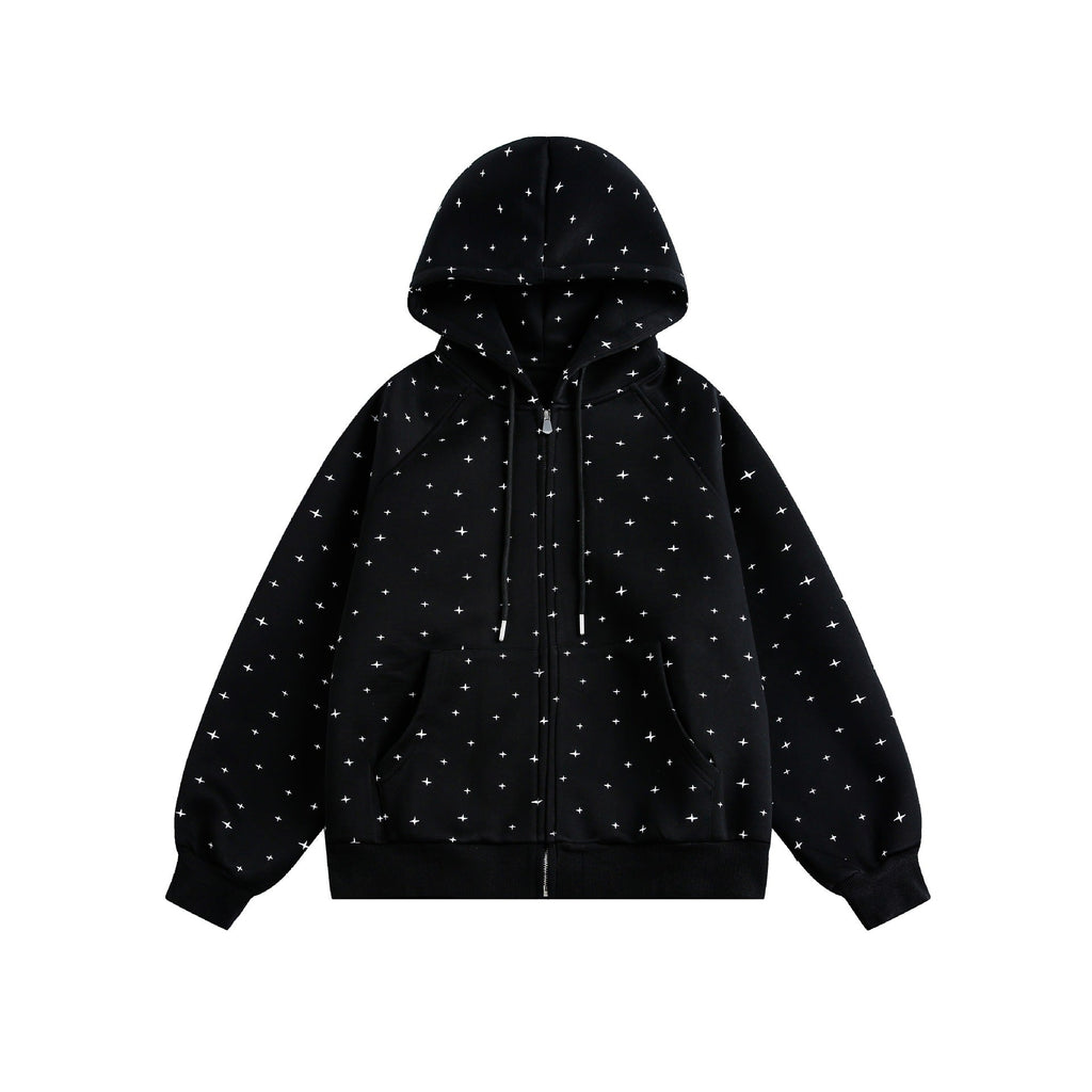 All-Over Print Loose Hooded Zip-Up Sweatshirt for Men and Women eprolo