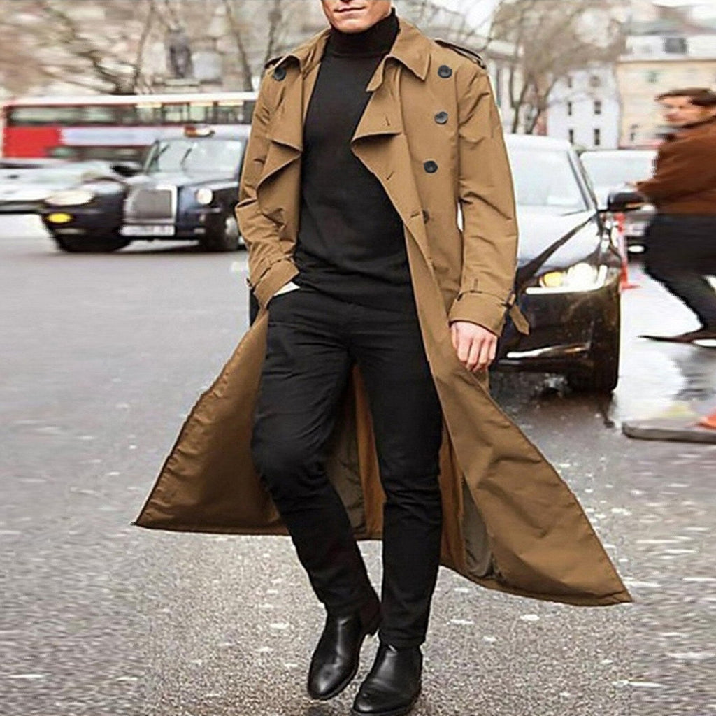 Men Business Jacket Fashion Autumn Long Windbreaker Jacket Overcoat Male Casual Winter Cotton Trench Outwear Coat eprolo