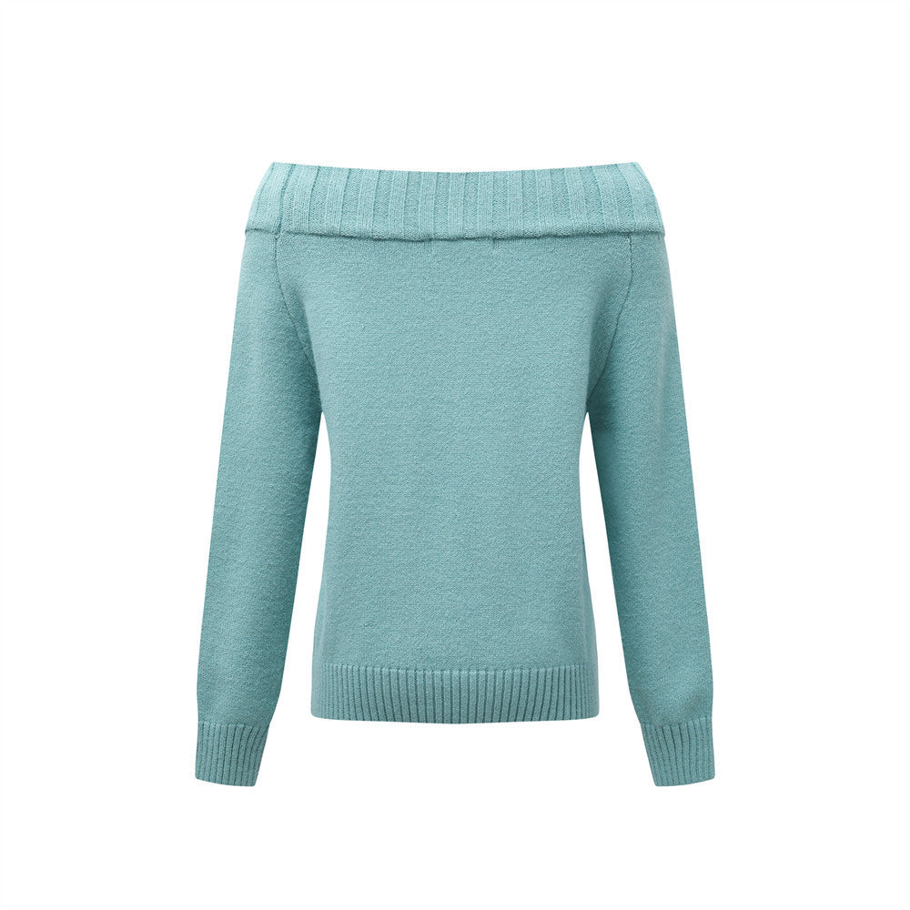 Off-Shoulder Sweater Women's Casual Spring Autumn Knitwear eprolo