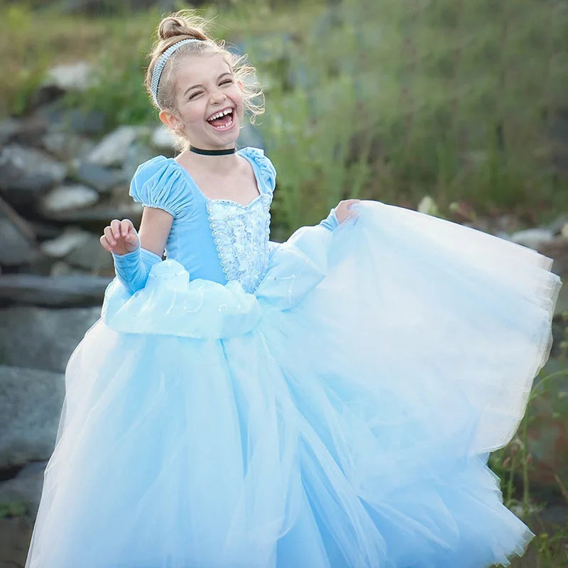 Disney Cinderella Princess Girls Dress Kids Dresses for Girls Christmas Dress Up Costume Party Ball Gown Girl Summer Dress eprolo
