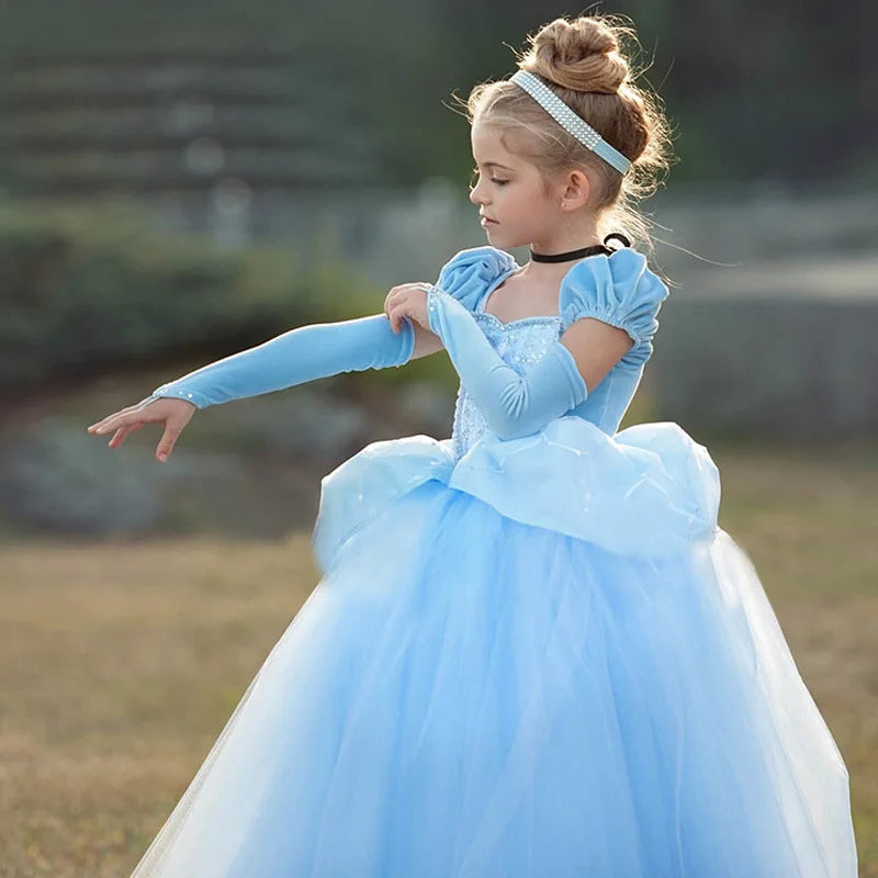 Disney Cinderella Princess Girls Dress Kids Dresses for Girls Christmas Dress Up Costume Party Ball Gown Girl Summer Dress eprolo