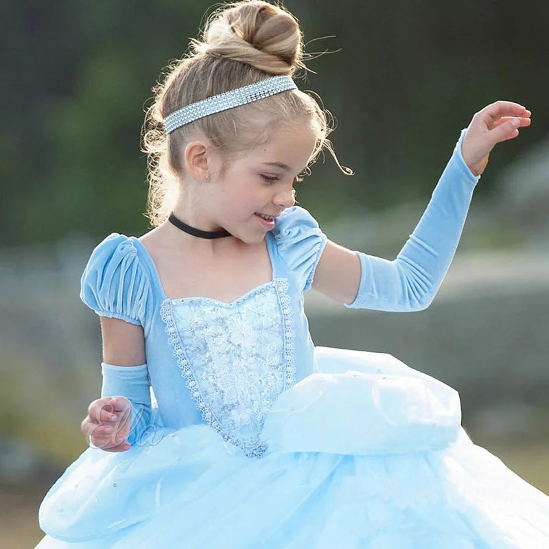 Disney Cinderella Princess Girls Dress Kids Dresses for Girls Christmas Dress Up Costume Party Ball Gown Girl Summer Dress eprolo
