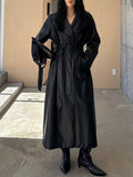 Fashion Women's PU Leather Trench Belt Long Sleeves Double Breasted Pockets Casual Coats eprolo