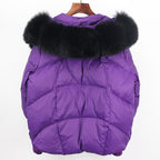 2023 Real Fox Fur Collar Hooded Winter Jacket Women Natural Thick Warm Loose Oversize Duck Down Coat Streetwear Outerwear VELORIA - Thread of Generations