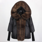 2023 Real Fox Fur Collar Hooded Winter Jacket Women Natural Thick Warm Loose Oversize Duck Down Coat Streetwear Outerwear VELORIA - Thread of Generations