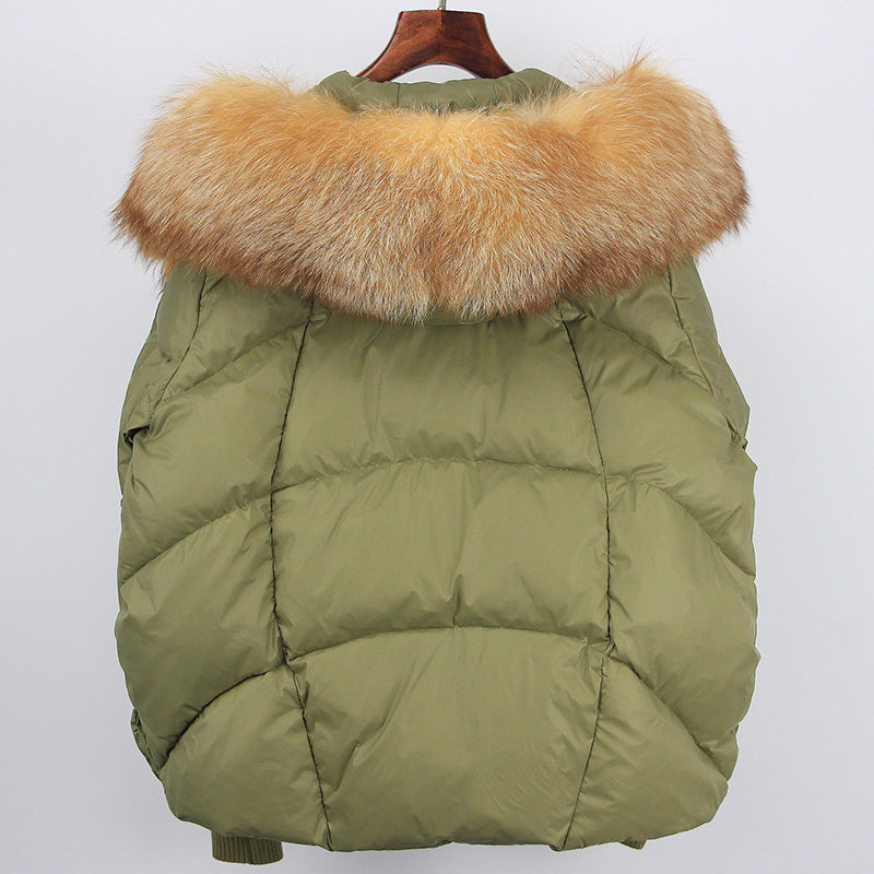 2023 Real Fox Fur Collar Hooded Winter Jacket Women Natural Thick Warm Loose Oversize Duck Down Coat Streetwear Outerwear VELORIA - Thread of Generations