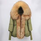 2023 Real Fox Fur Collar Hooded Winter Jacket Women Natural Thick Warm Loose Oversize Duck Down Coat Streetwear Outerwear VELORIA - Thread of Generations