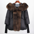 2023 Real Fox Fur Collar Hooded Winter Jacket Women Natural Thick Warm Loose Oversize Duck Down Coat Streetwear Outerwear VELORIA - Thread of Generations