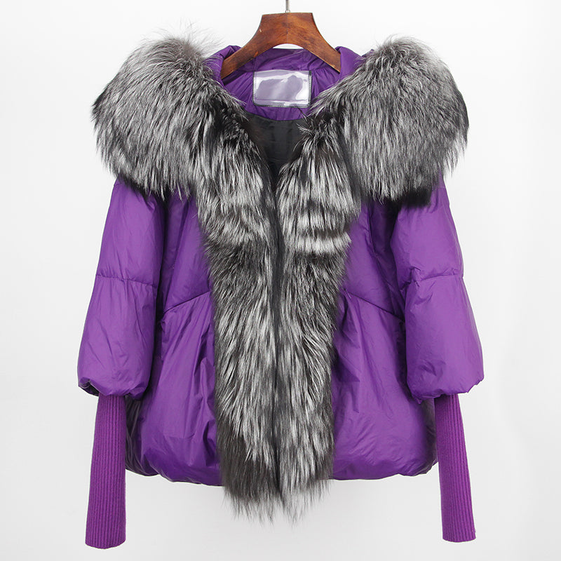 2023 Real Fox Fur Collar Hooded Winter Jacket Women Natural Thick Warm Loose Oversize Duck Down Coat Streetwear Outerwear VELORIA - Thread of Generations