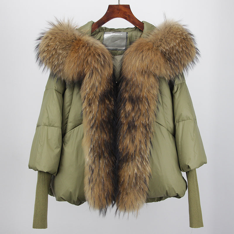 2023 Real Fox Fur Collar Hooded Winter Jacket Women Natural Thick Warm Loose Oversize Duck Down Coat Streetwear Outerwear VELORIA - Thread of Generations
