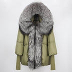 2023 Real Fox Fur Collar Hooded Winter Jacket Women Natural Thick Warm Loose Oversize Duck Down Coat Streetwear Outerwear VELORIA - Thread of Generations