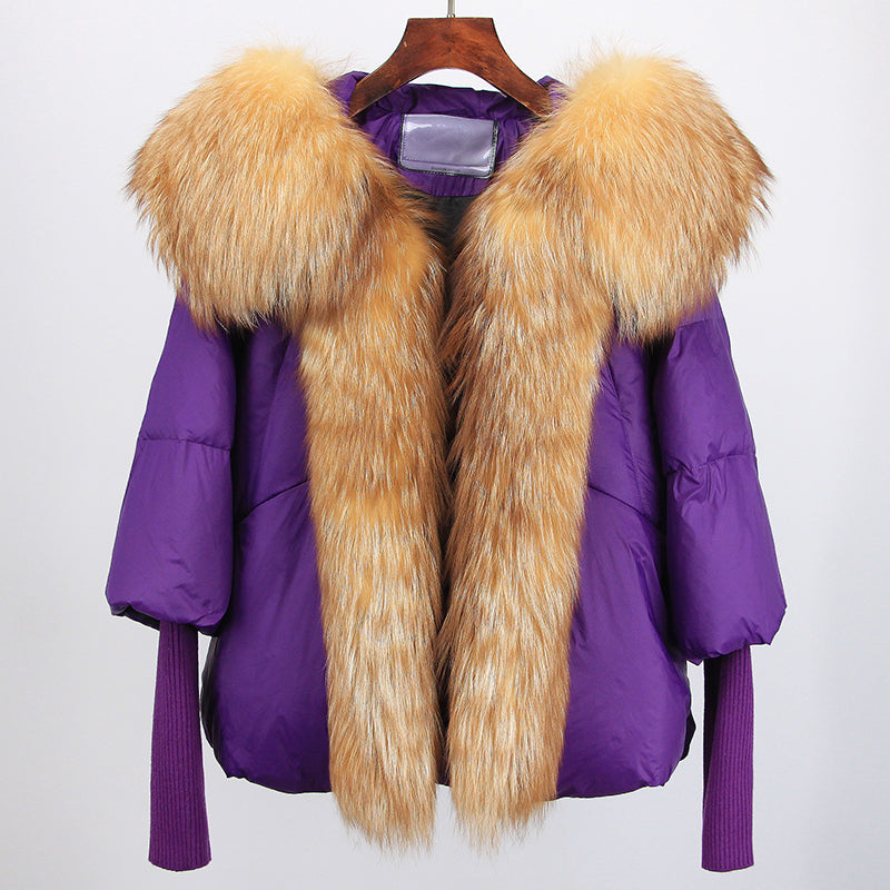 2023 Real Fox Fur Collar Hooded Winter Jacket Women Natural Thick Warm Loose Oversize Duck Down Coat Streetwear Outerwear VELORIA - Thread of Generations