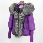 2023 Real Fox Fur Collar Hooded Winter Jacket Women Natural Thick Warm Loose Oversize Duck Down Coat Streetwear Outerwear VELORIA - Thread of Generations