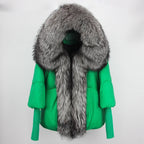 2023 Real Fox Fur Collar Hooded Winter Jacket Women Natural Thick Warm Loose Oversize Duck Down Coat Streetwear Outerwear VELORIA - Thread of Generations