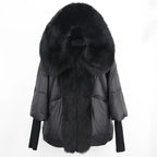 2023 Real Fox Fur Collar Hooded Winter Jacket Women Natural Thick Warm Loose Oversize Duck Down Coat Streetwear Outerwear VELORIA - Thread of Generations