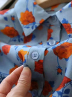 Lapel Long-sleeved Rose Print Versatile Shirt Regular Sleeve Button Splicing Elegant Cardigan VELORIA - Thread of Generations