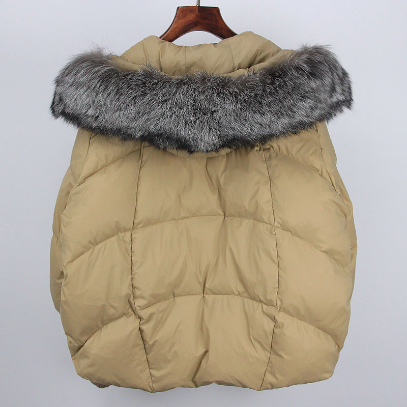 2023 Real Fox Fur Collar Hooded Winter Jacket Women Natural Thick Warm Loose Oversize Duck Down Coat Streetwear Outerwear VELORIA - Thread of Generations