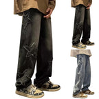 Men's Fashion Jeans Pants High Waist Straight Wide Leg Loose Skateboarding Denim Trousers Male Baggy Slim Fit Versatile Trouser VELORIA - Thread of Generations