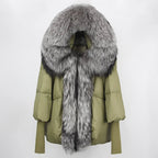 2023 Real Fox Fur Collar Hooded Winter Jacket Women Natural Thick Warm Loose Oversize Duck Down Coat Streetwear Outerwear VELORIA - Thread of Generations