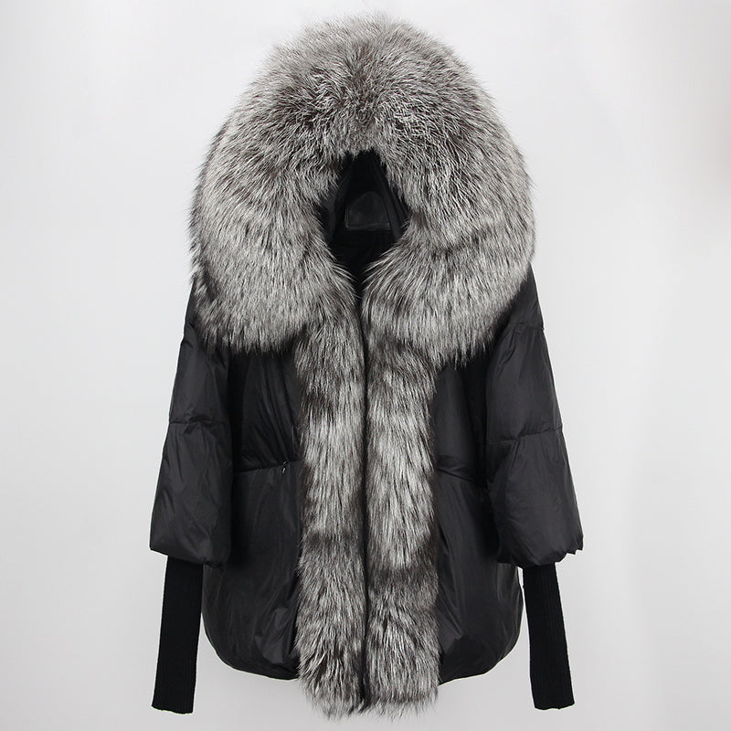 2023 Real Fox Fur Collar Hooded Winter Jacket Women Natural Thick Warm Loose Oversize Duck Down Coat Streetwear Outerwear VELORIA - Thread of Generations