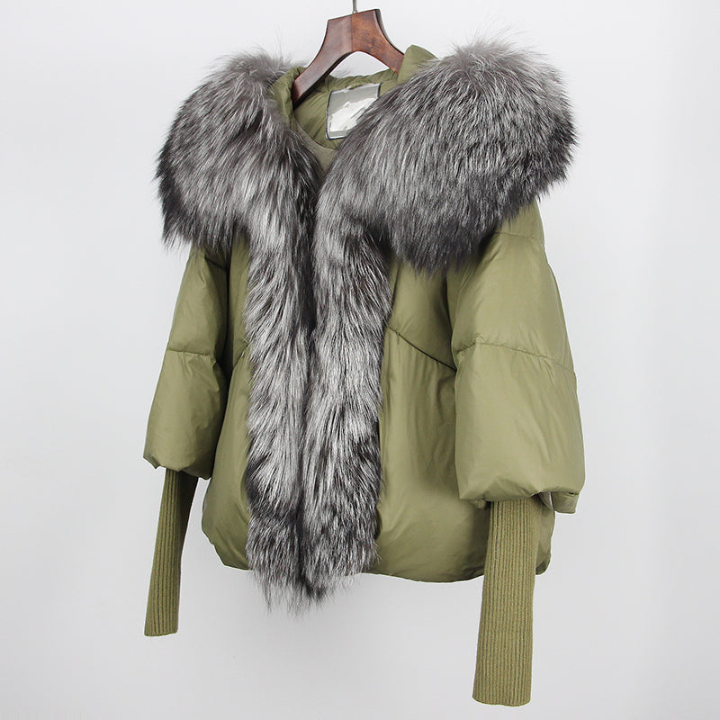 2023 Real Fox Fur Collar Hooded Winter Jacket Women Natural Thick Warm Loose Oversize Duck Down Coat Streetwear Outerwear VELORIA - Thread of Generations