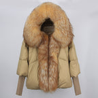 2023 Real Fox Fur Collar Hooded Winter Jacket Women Natural Thick Warm Loose Oversize Duck Down Coat Streetwear Outerwear VELORIA - Thread of Generations