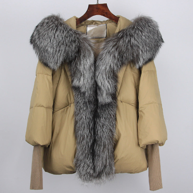 2023 Real Fox Fur Collar Hooded Winter Jacket Women Natural Thick Warm Loose Oversize Duck Down Coat Streetwear Outerwear VELORIA - Thread of Generations
