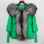 2023 Real Fox Fur Collar Hooded Winter Jacket Women Natural Thick Warm Loose Oversize Duck Down Coat Streetwear Outerwear VELORIA - Thread of Generations