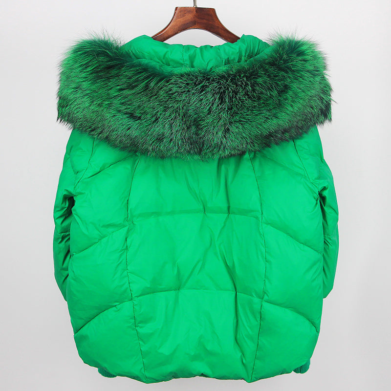 2023 Real Fox Fur Collar Hooded Winter Jacket Women Natural Thick Warm Loose Oversize Duck Down Coat Streetwear Outerwear VELORIA - Thread of Generations