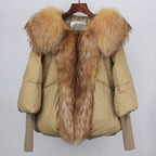 2023 Real Fox Fur Collar Hooded Winter Jacket Women Natural Thick Warm Loose Oversize Duck Down Coat Streetwear Outerwear VELORIA - Thread of Generations