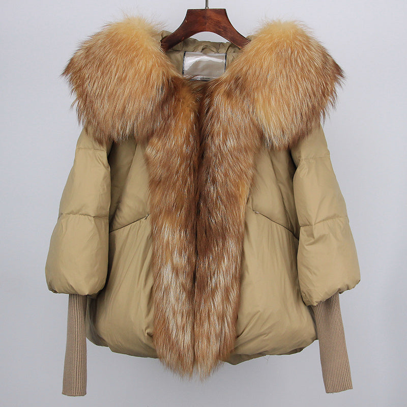 2023 Real Fox Fur Collar Hooded Winter Jacket Women Natural Thick Warm Loose Oversize Duck Down Coat Streetwear Outerwear VELORIA - Thread of Generations