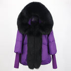 2023 Real Fox Fur Collar Hooded Winter Jacket Women Natural Thick Warm Loose Oversize Duck Down Coat Streetwear Outerwear VELORIA - Thread of Generations