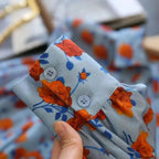Lapel Long-sleeved Rose Print Versatile Shirt Regular Sleeve Button Splicing Elegant Cardigan VELORIA - Thread of Generations
