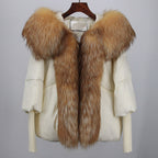 2023 Real Fox Fur Collar Hooded Winter Jacket Women Natural Thick Warm Loose Oversize Duck Down Coat Streetwear Outerwear VELORIA - Thread of Generations