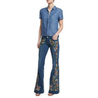 Women Retro Floral Embroidered Denim Flare Pants Distressed Straight Plus Size Trousers Elegant Women Palazzo Wide Leg Jeans VELORIA - Thread of Generations