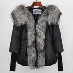 2023 Real Fox Fur Collar Hooded Winter Jacket Women Natural Thick Warm Loose Oversize Duck Down Coat Streetwear Outerwear VELORIA - Thread of Generations