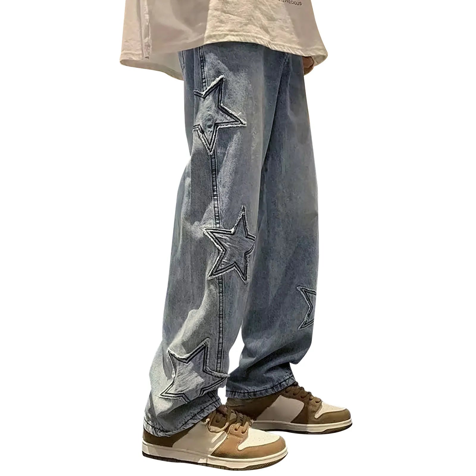 Men's Fashion Jeans Pants High Waist Straight Wide Leg Loose Skateboarding Denim Trousers Male Baggy Slim Fit Versatile Trouser VELORIA - Thread of Generations