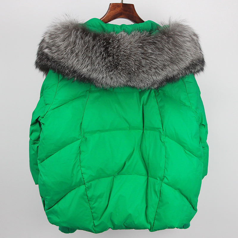 2023 Real Fox Fur Collar Hooded Winter Jacket Women Natural Thick Warm Loose Oversize Duck Down Coat Streetwear Outerwear VELORIA - Thread of Generations