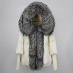 2023 Real Fox Fur Collar Hooded Winter Jacket Women Natural Thick Warm Loose Oversize Duck Down Coat Streetwear Outerwear VELORIA - Thread of Generations