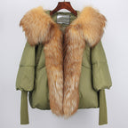 2023 Real Fox Fur Collar Hooded Winter Jacket Women Natural Thick Warm Loose Oversize Duck Down Coat Streetwear Outerwear VELORIA - Thread of Generations