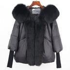 2023 Real Fox Fur Collar Hooded Winter Jacket Women Natural Thick Warm Loose Oversize Duck Down Coat Streetwear Outerwear VELORIA - Thread of Generations