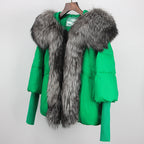 2023 Real Fox Fur Collar Hooded Winter Jacket Women Natural Thick Warm Loose Oversize Duck Down Coat Streetwear Outerwear VELORIA - Thread of Generations