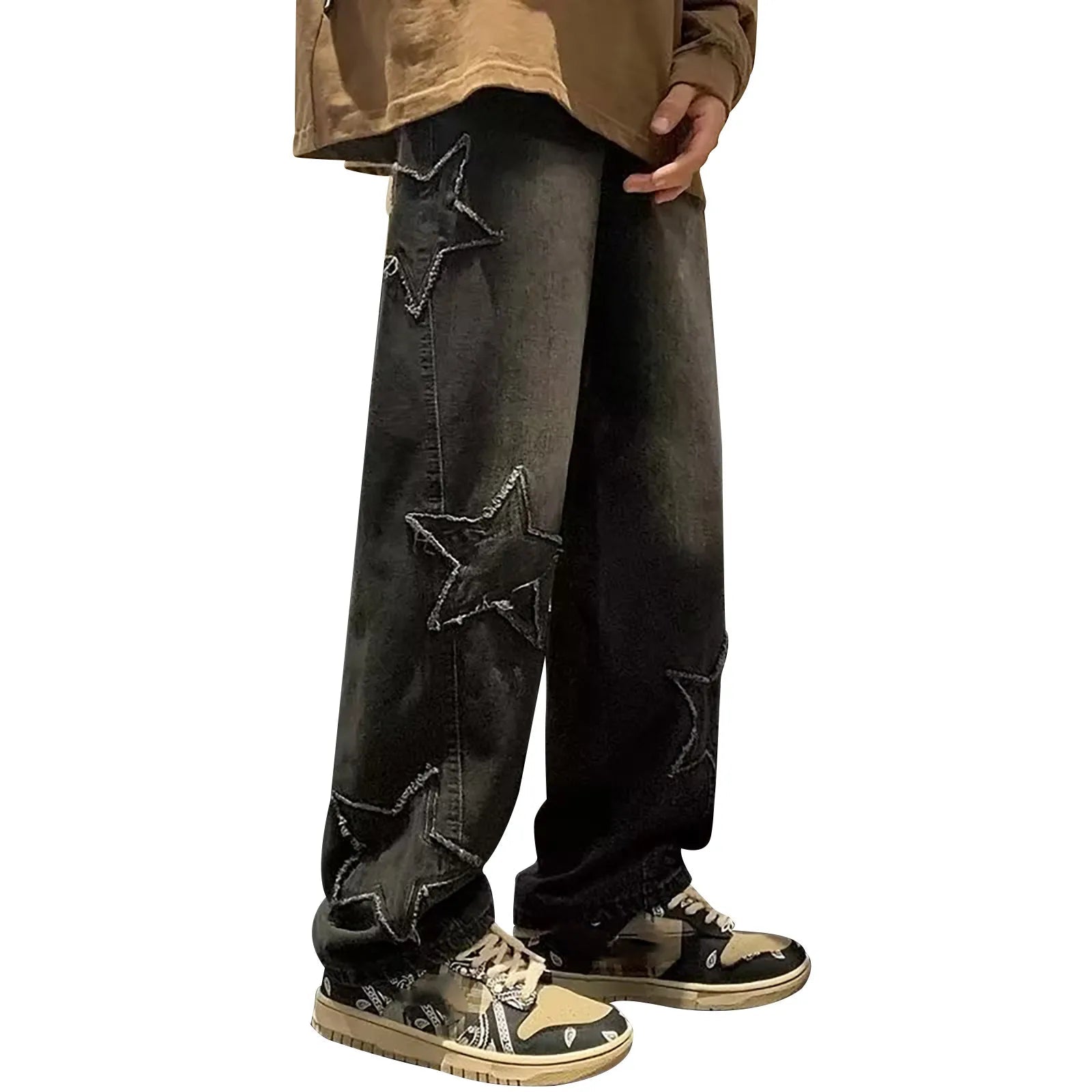 Men's Fashion Jeans Pants High Waist Straight Wide Leg Loose Skateboarding Denim Trousers Male Baggy Slim Fit Versatile Trouser VELORIA - Thread of Generations