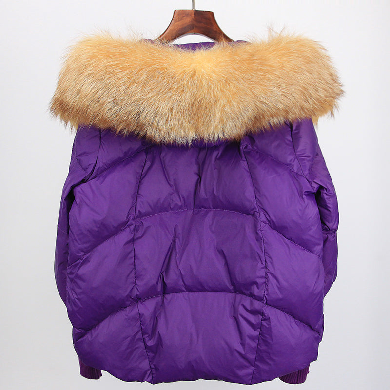 2023 Real Fox Fur Collar Hooded Winter Jacket Women Natural Thick Warm Loose Oversize Duck Down Coat Streetwear Outerwear VELORIA - Thread of Generations