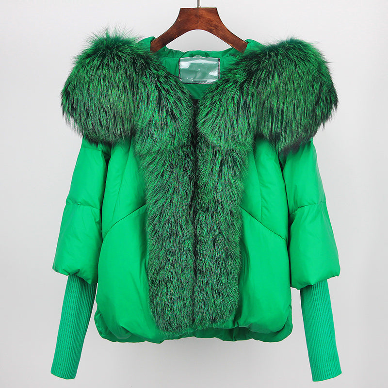 2023 Real Fox Fur Collar Hooded Winter Jacket Women Natural Thick Warm Loose Oversize Duck Down Coat Streetwear Outerwear VELORIA - Thread of Generations
