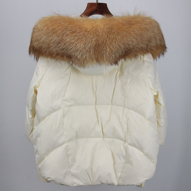 2023 Real Fox Fur Collar Hooded Winter Jacket Women Natural Thick Warm Loose Oversize Duck Down Coat Streetwear Outerwear VELORIA - Thread of Generations