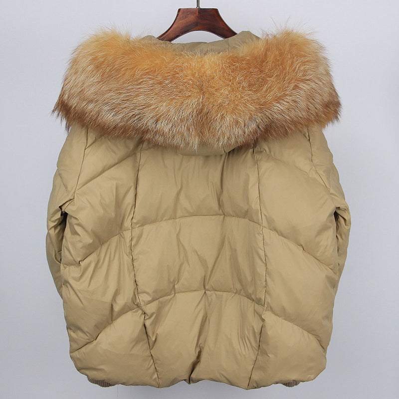 2023 Real Fox Fur Collar Hooded Winter Jacket Women Natural Thick Warm Loose Oversize Duck Down Coat Streetwear Outerwear VELORIA - Thread of Generations